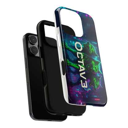 OCTAV3 Cyberpunk Wolf iPhone Case – Neon Tech Design, Futuristic Tough Cover for Music & Streetwear Fans