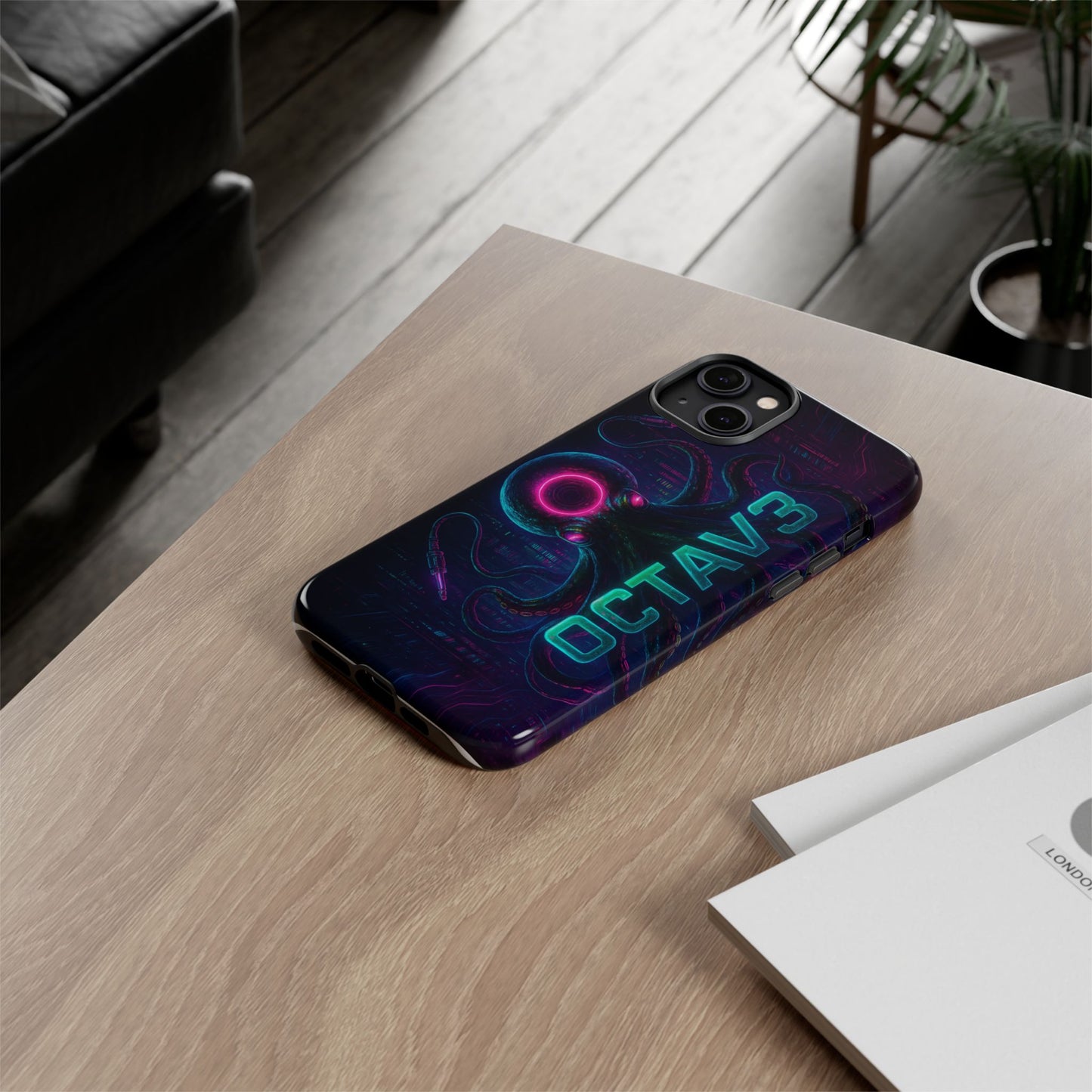 OCTAV3 Futuristic iPhone Case – Neon Octopus Design, Cyber Tech Vibe, Tough Protective Cover