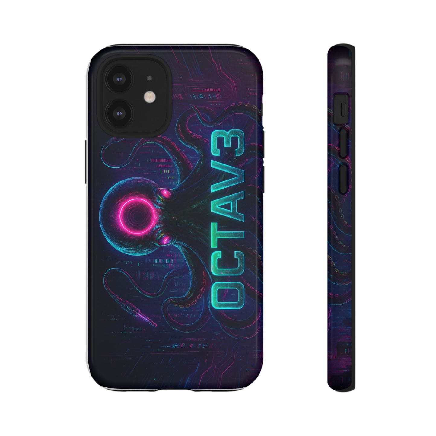 OCTAV3 Futuristic iPhone Case – Neon Octopus Design, Cyber Tech Vibe, Tough Protective Cover