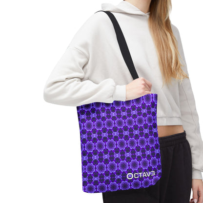 Octav3 Geometric Frequency Pattern Electric Purple Tote Bag - OCTAVE Pattern All-Over Print