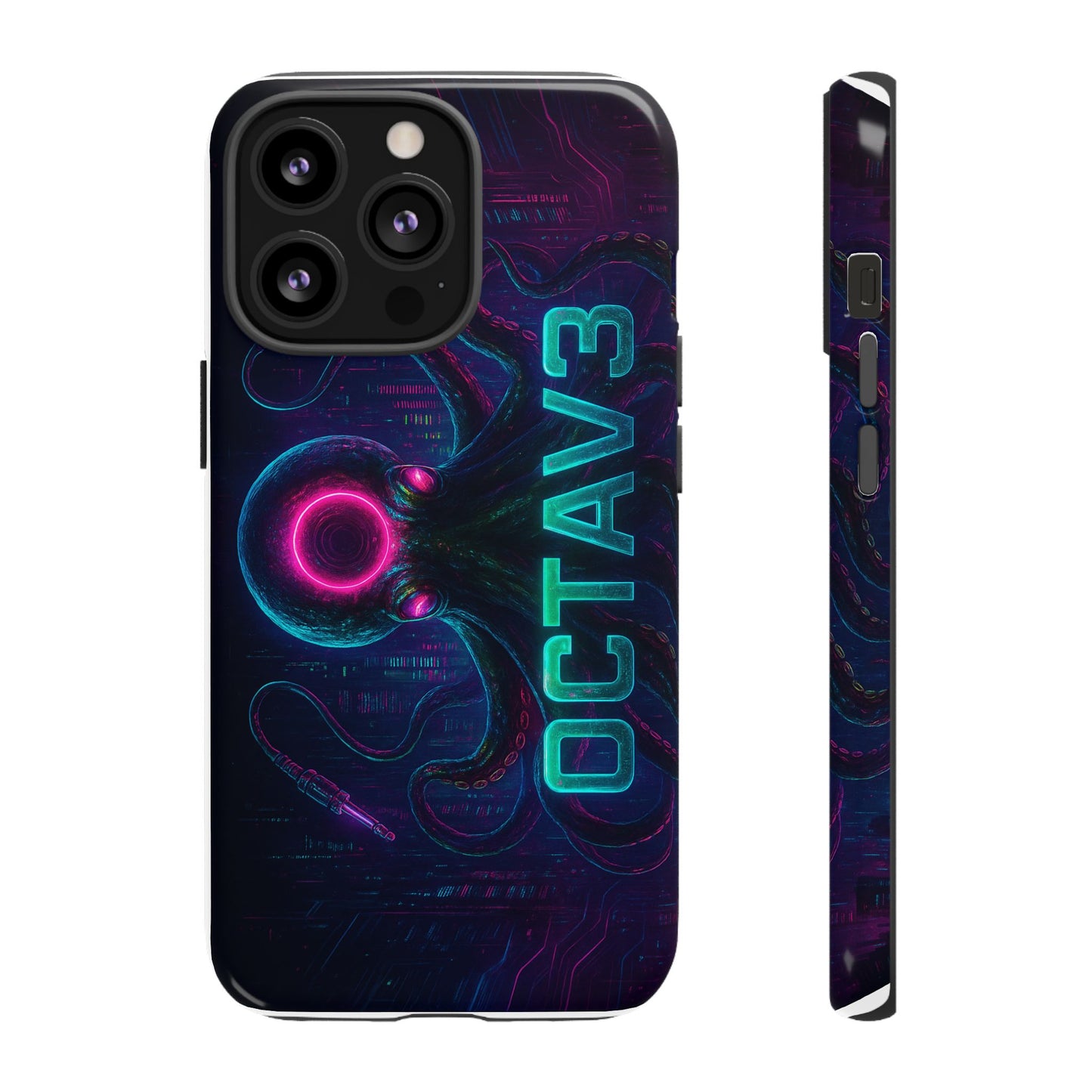 OCTAV3 Futuristic iPhone Case – Neon Octopus Design, Cyber Tech Vibe, Tough Protective Cover