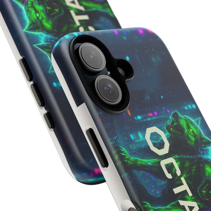 OCTAV3 Cyberpunk Wolf iPhone Case – Neon Tech Design, Futuristic Tough Cover for Music & Streetwear Fans