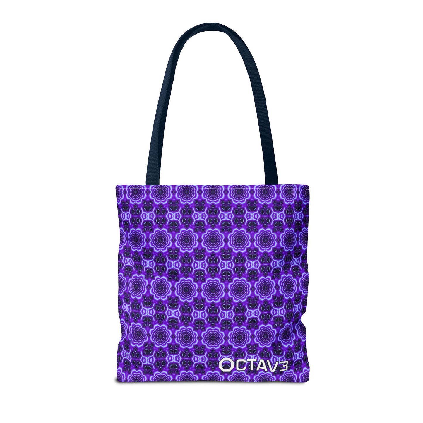 Octav3 Geometric Frequency Pattern Electric Purple Tote Bag - OCTAVE Pattern All-Over Print