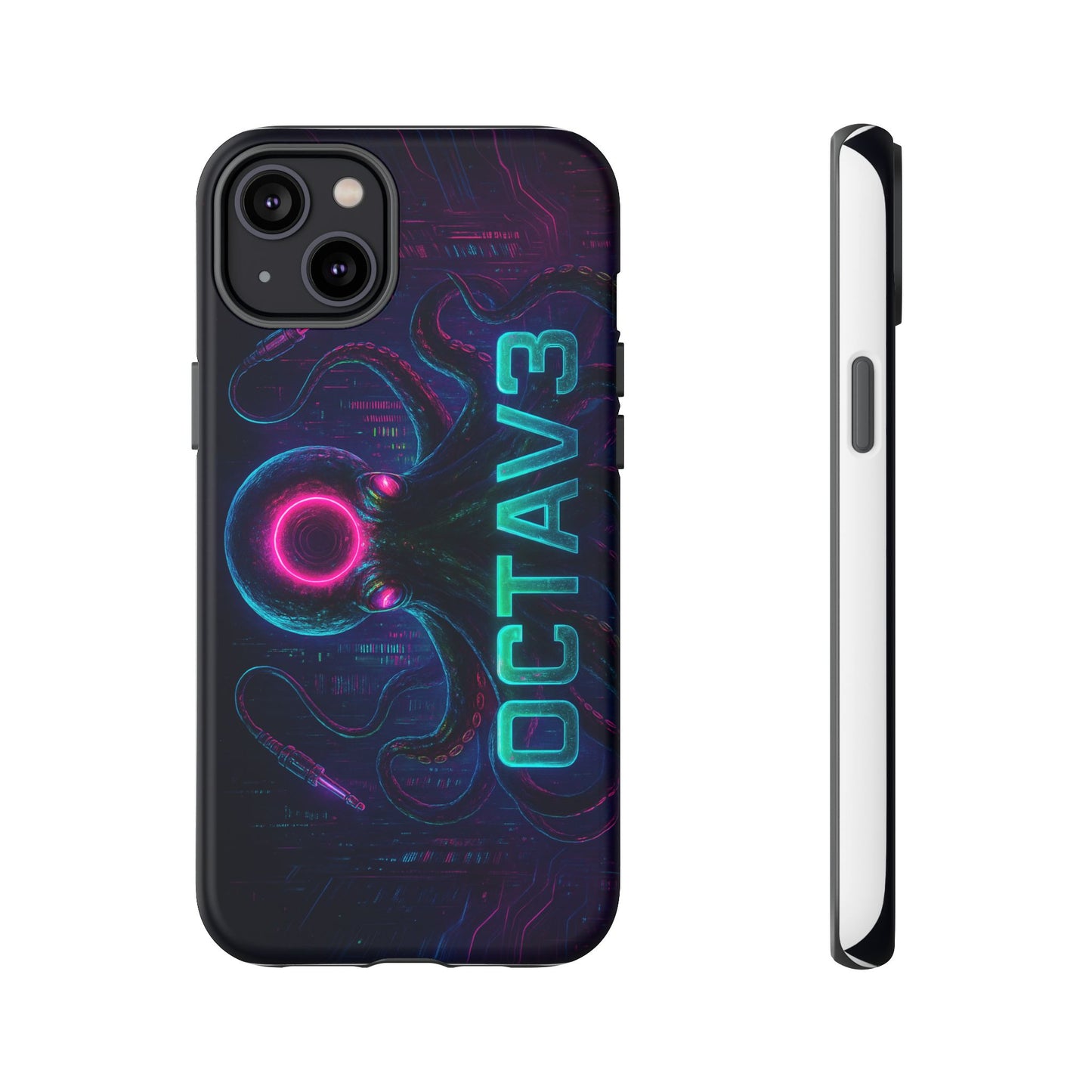 OCTAV3 Futuristic iPhone Case – Neon Octopus Design, Cyber Tech Vibe, Tough Protective Cover