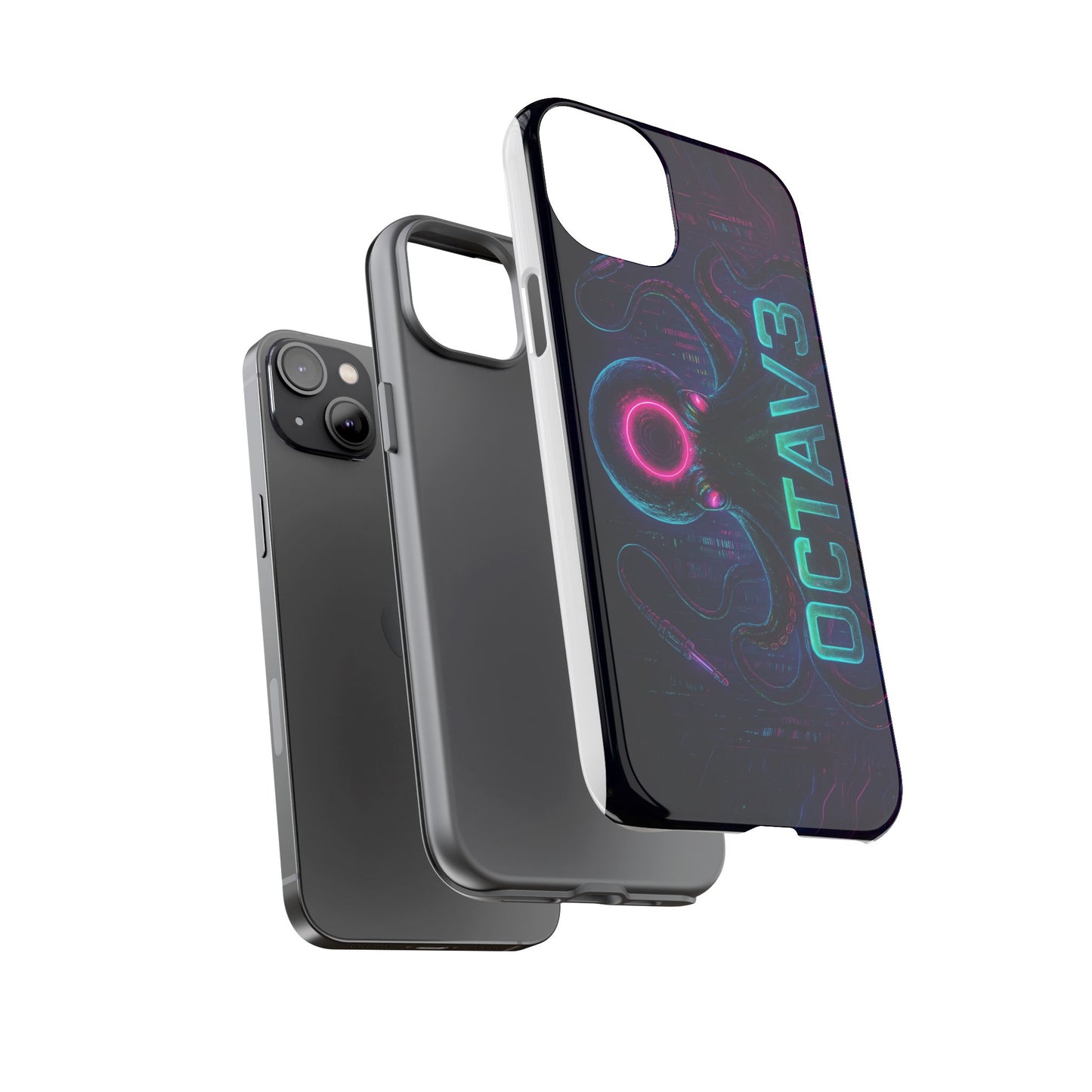 OCTAV3 Futuristic iPhone Case – Neon Octopus Design, Cyber Tech Vibe, Tough Protective Cover