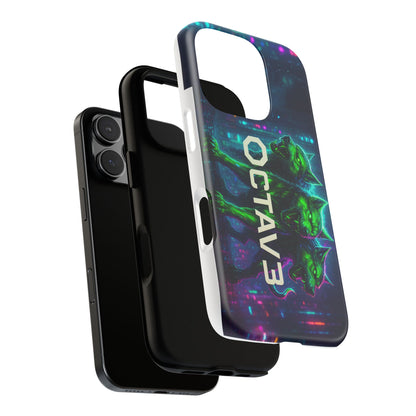 OCTAV3 Cyberpunk Wolf iPhone Case – Neon Tech Design, Futuristic Tough Cover for Music & Streetwear Fans