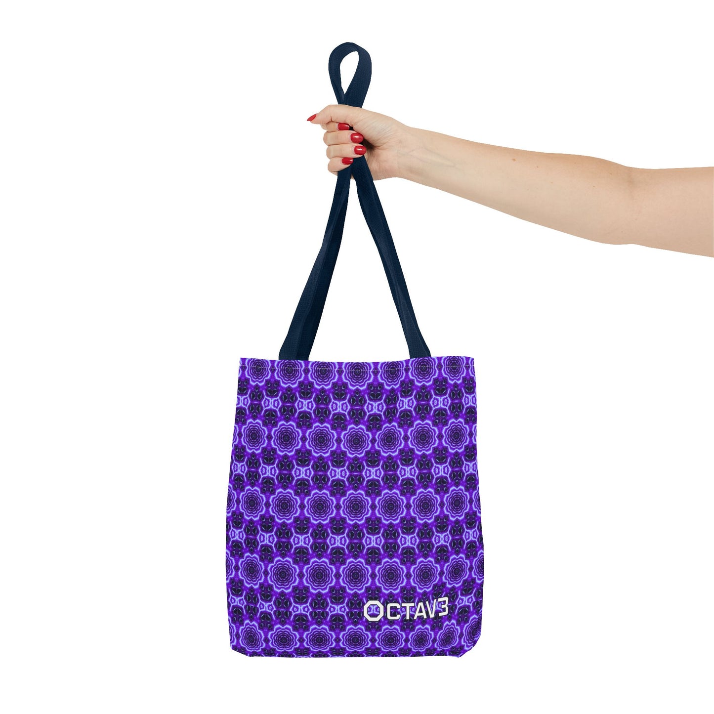 Octav3 Geometric Frequency Pattern Electric Purple Tote Bag - OCTAVE Pattern All-Over Print