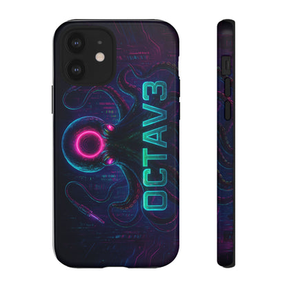 OCTAV3 Futuristic iPhone Case – Neon Octopus Design, Cyber Tech Vibe, Tough Protective Cover