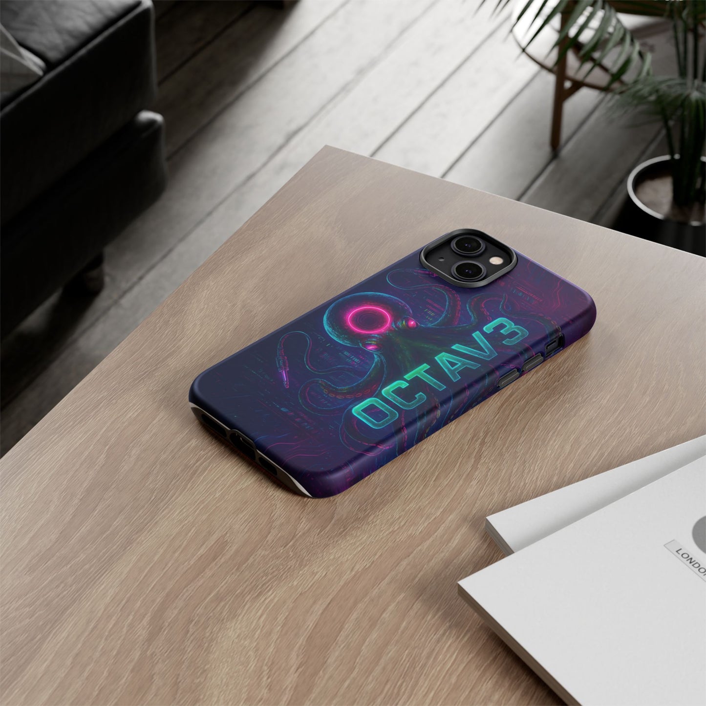 OCTAV3 Futuristic iPhone Case – Neon Octopus Design, Cyber Tech Vibe, Tough Protective Cover