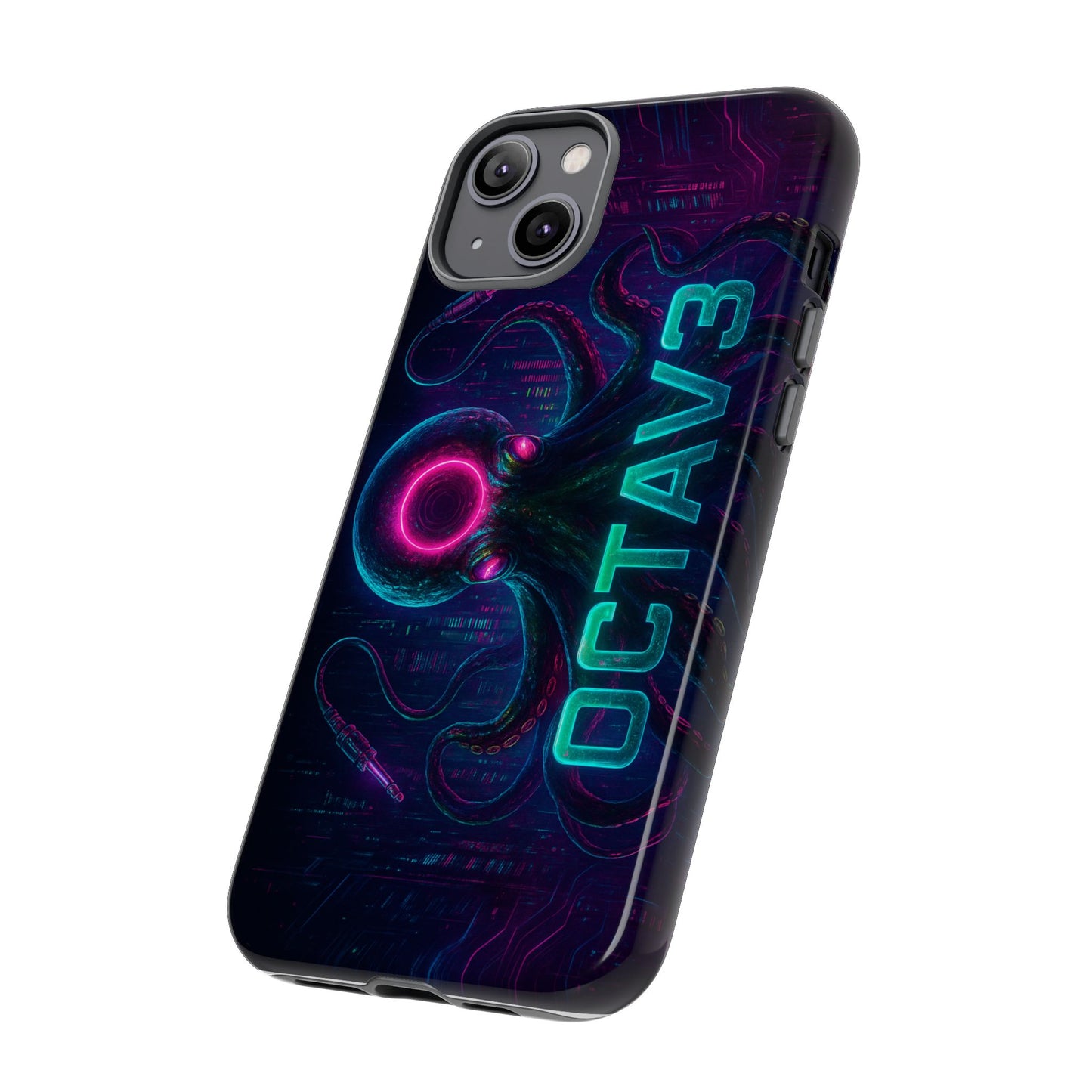 OCTAV3 Futuristic iPhone Case – Neon Octopus Design, Cyber Tech Vibe, Tough Protective Cover