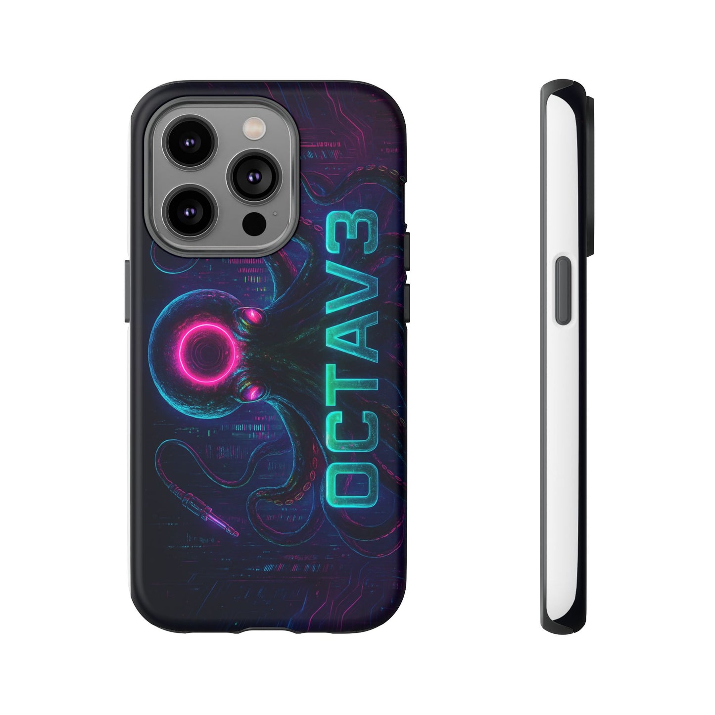OCTAV3 Futuristic iPhone Case – Neon Octopus Design, Cyber Tech Vibe, Tough Protective Cover