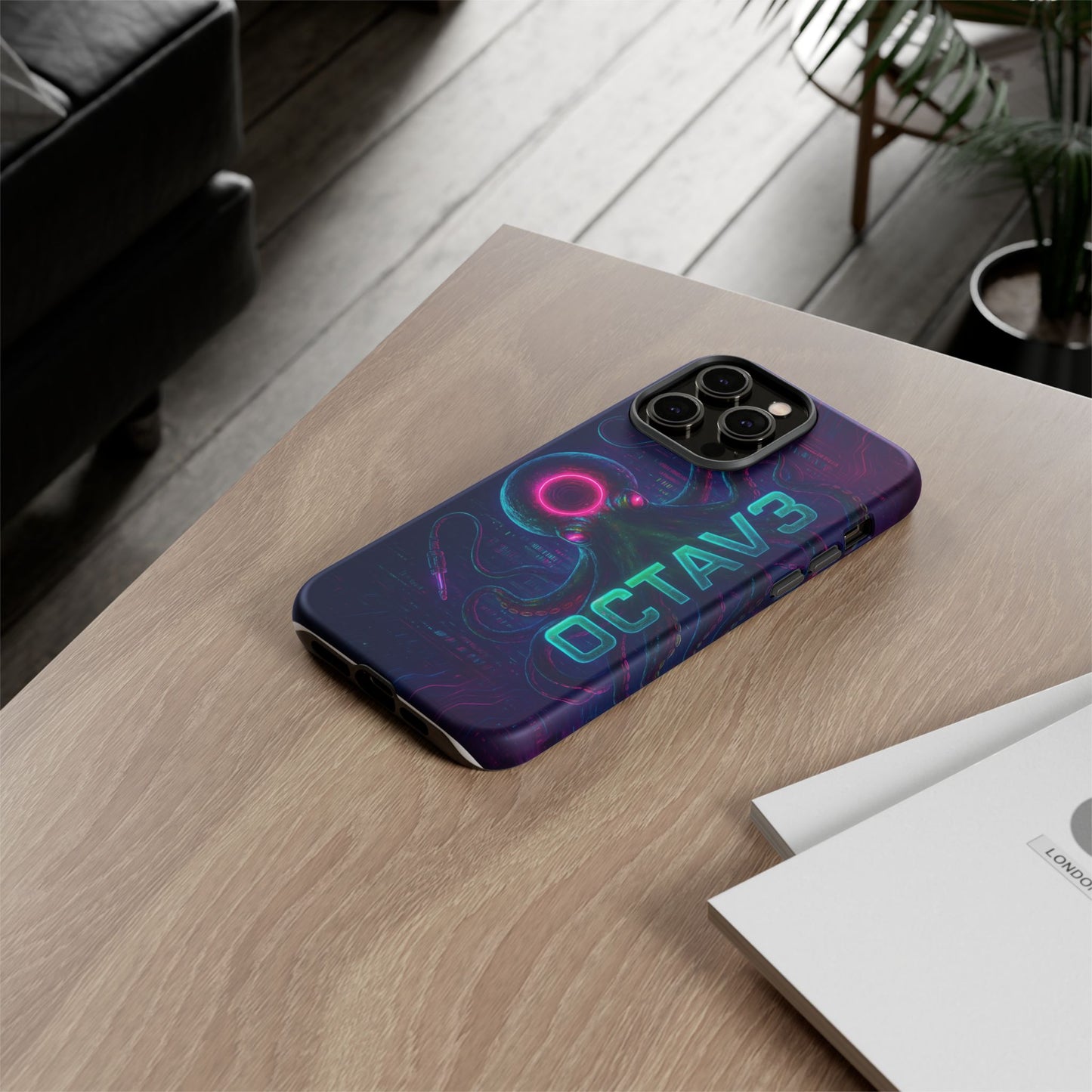 OCTAV3 Futuristic iPhone Case – Neon Octopus Design, Cyber Tech Vibe, Tough Protective Cover
