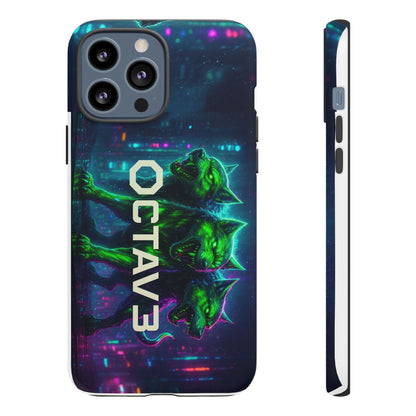 OCTAV3 Cyberpunk Wolf iPhone Case – Neon Tech Design, Futuristic Tough Cover for Music & Streetwear Fans