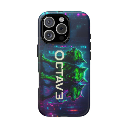 OCTAV3 Cyberpunk Wolf iPhone Case – Neon Tech Design, Futuristic Tough Cover for Music & Streetwear Fans