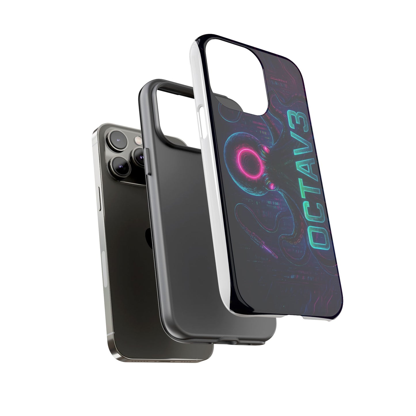 OCTAV3 Futuristic iPhone Case – Neon Octopus Design, Cyber Tech Vibe, Tough Protective Cover