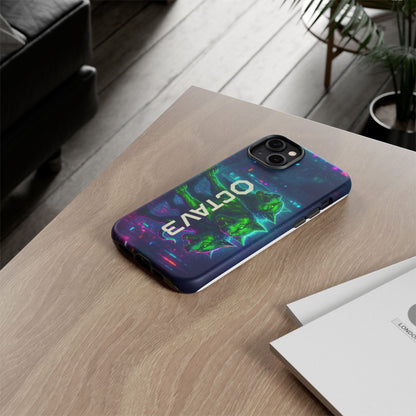 OCTAV3 Cyberpunk Wolf iPhone Case – Neon Tech Design, Futuristic Tough Cover for Music & Streetwear Fans