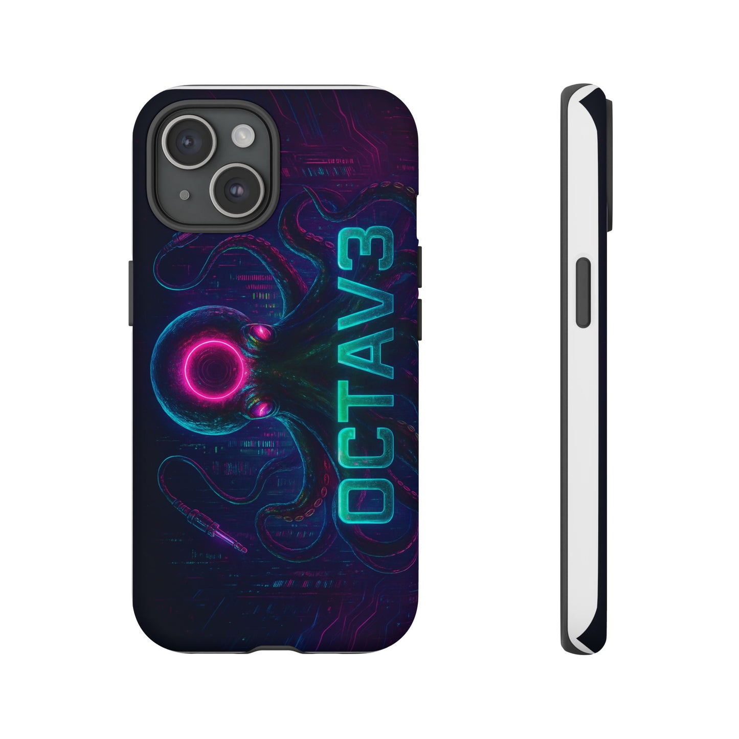 OCTAV3 Futuristic iPhone Case – Neon Octopus Design, Cyber Tech Vibe, Tough Protective Cover