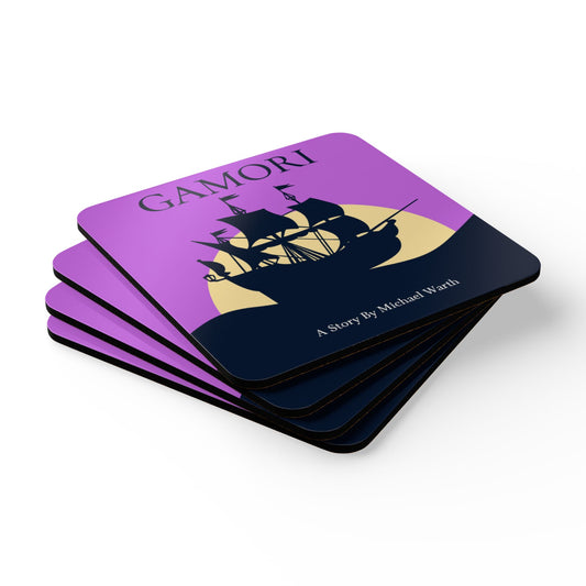 GAMORI Coaster Set – Nautical Fantasy Corkwood Drink Coasters (4-Pack)