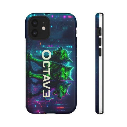 OCTAV3 Cyberpunk Wolf iPhone Case – Neon Tech Design, Futuristic Tough Cover for Music & Streetwear Fans