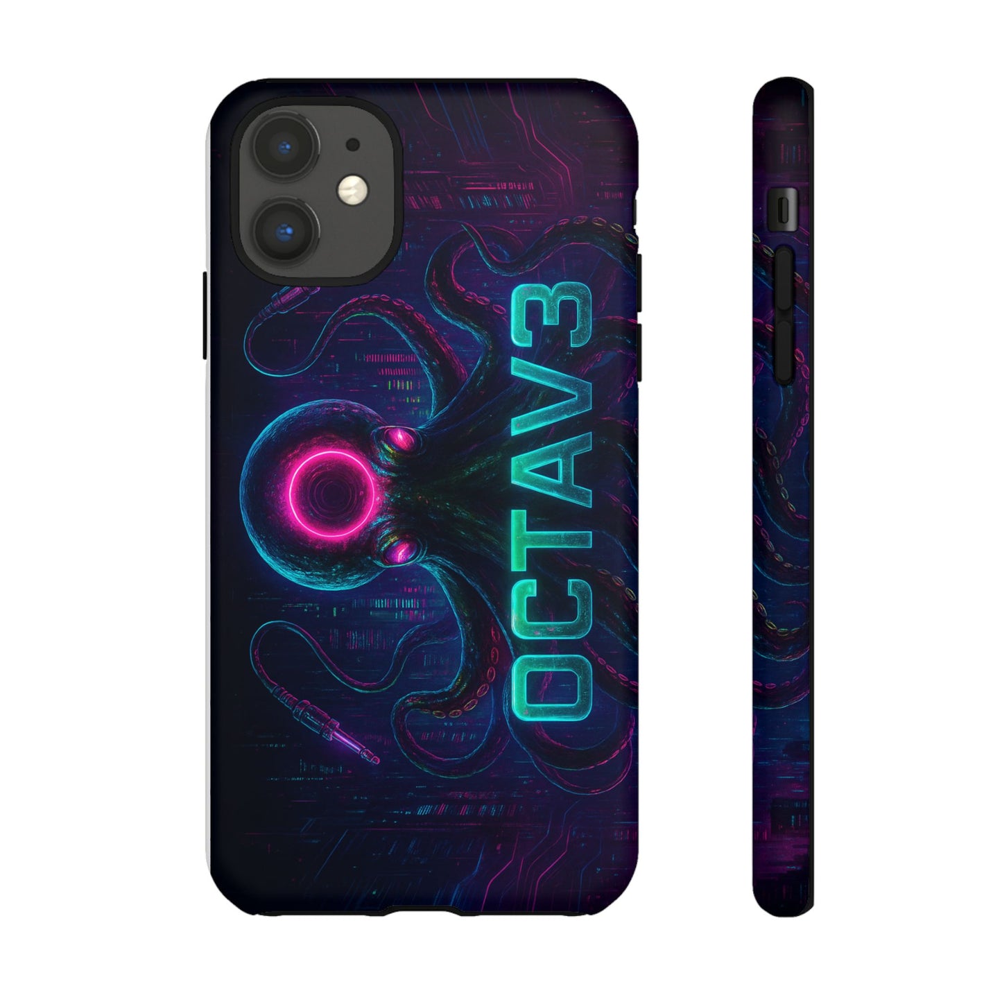 OCTAV3 Futuristic iPhone Case – Neon Octopus Design, Cyber Tech Vibe, Tough Protective Cover