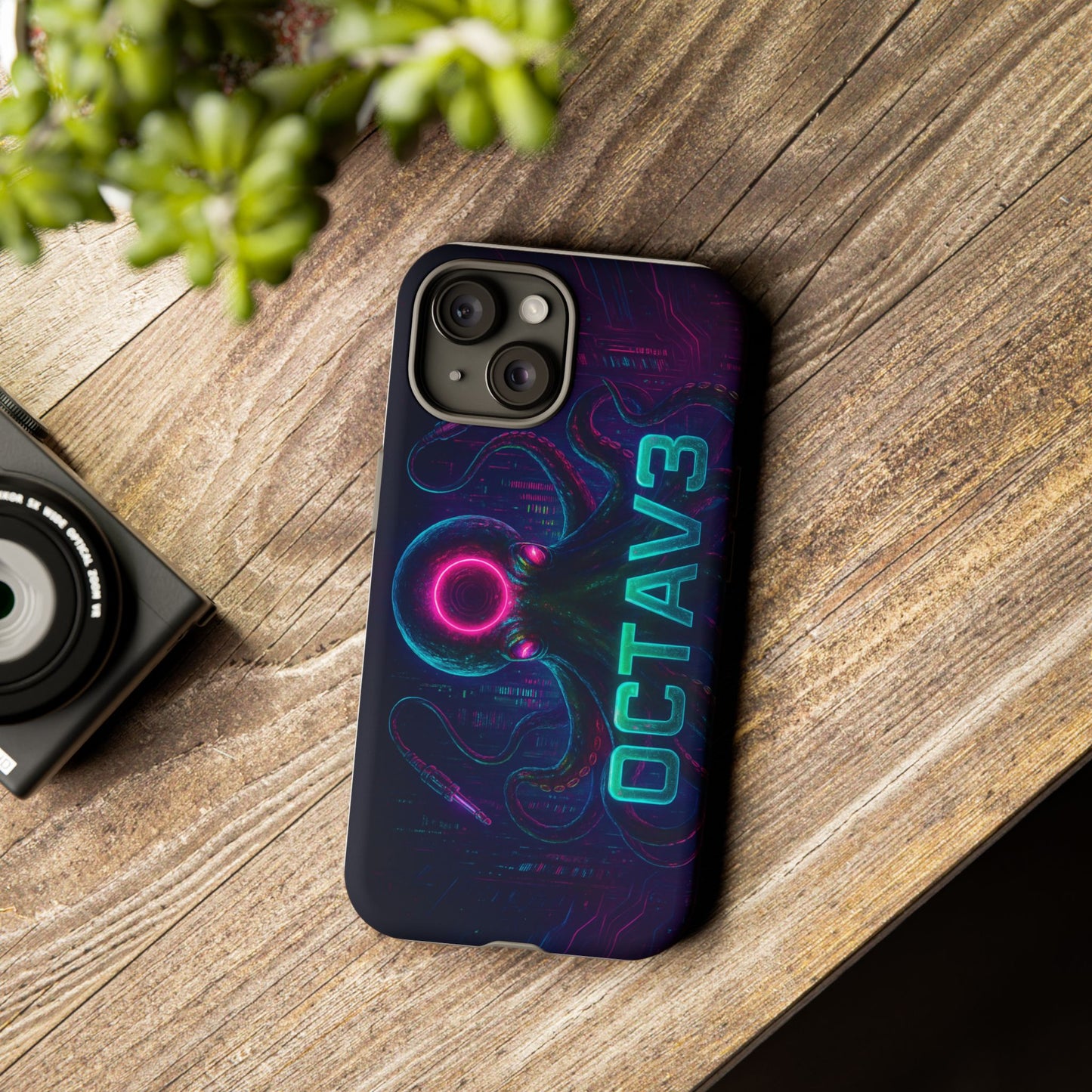OCTAV3 Futuristic iPhone Case – Neon Octopus Design, Cyber Tech Vibe, Tough Protective Cover