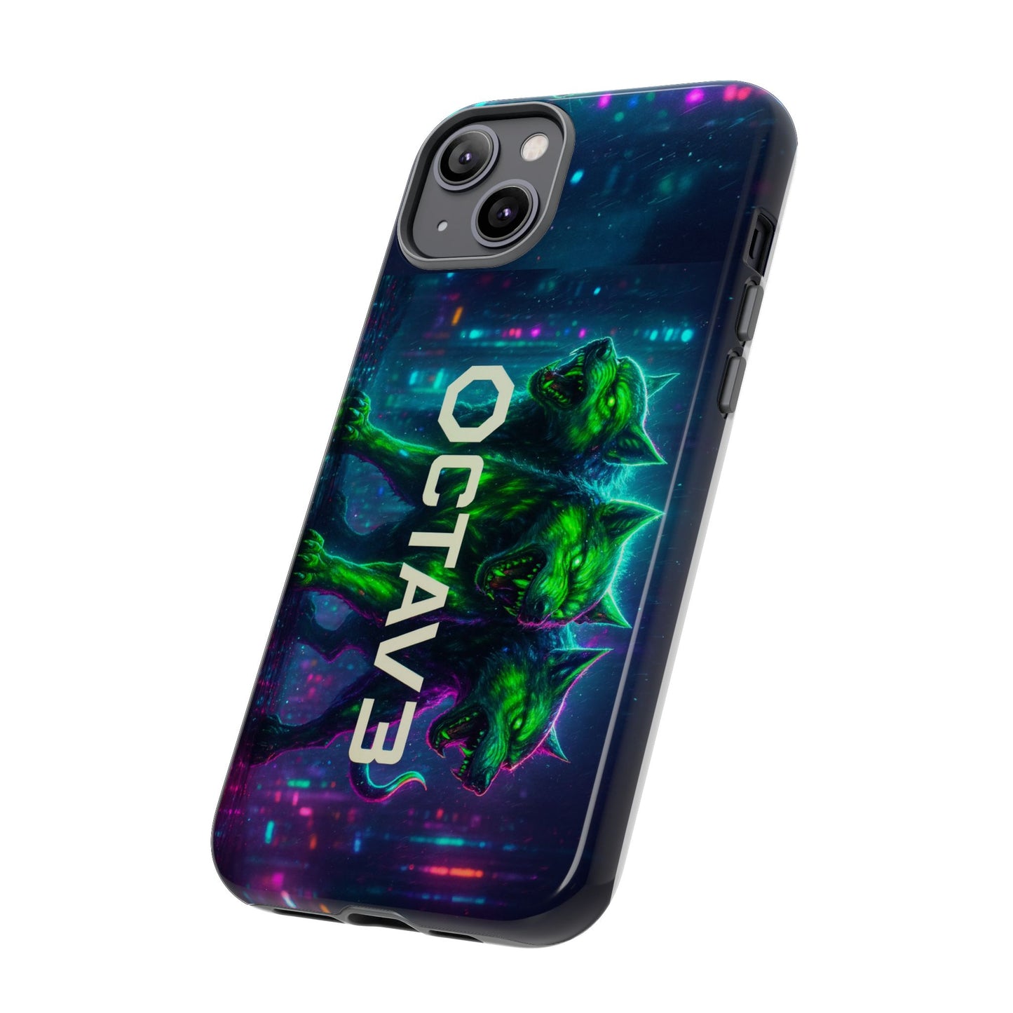OCTAV3 Cyberpunk Wolf iPhone Case – Neon Tech Design, Futuristic Tough Cover for Music & Streetwear Fans