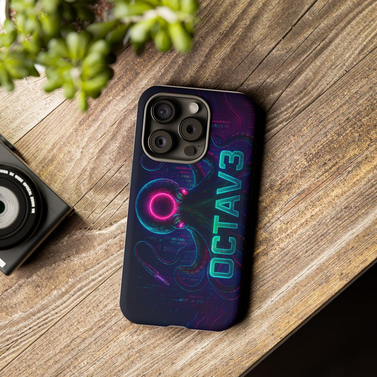 OCTAV3 Futuristic iPhone Case – Neon Octopus Design, Cyber Tech Vibe, Tough Protective Cover