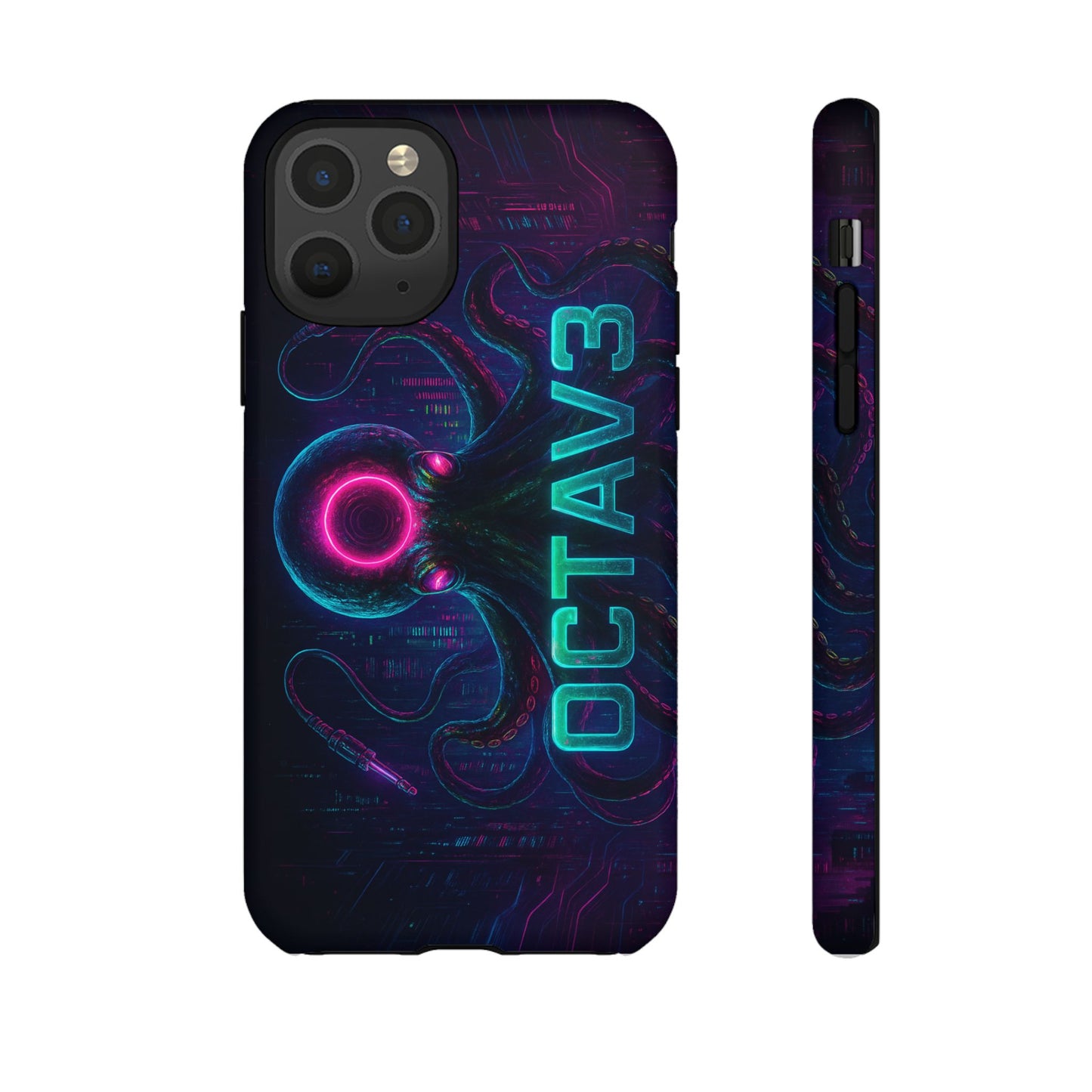 OCTAV3 Futuristic iPhone Case – Neon Octopus Design, Cyber Tech Vibe, Tough Protective Cover