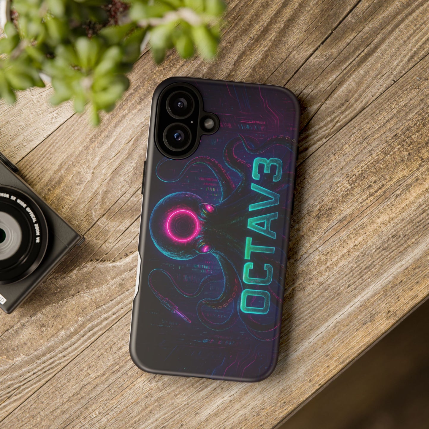 OCTAV3 Futuristic iPhone Case – Neon Octopus Design, Cyber Tech Vibe, Tough Protective Cover