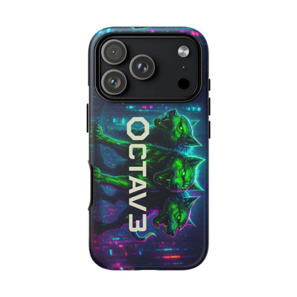 OCTAV3 Cyberpunk Wolf iPhone Case – Neon Tech Design, Futuristic Tough Cover for Music & Streetwear Fans