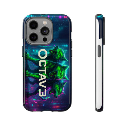 OCTAV3 Cyberpunk Wolf iPhone Case – Neon Tech Design, Futuristic Tough Cover for Music & Streetwear Fans