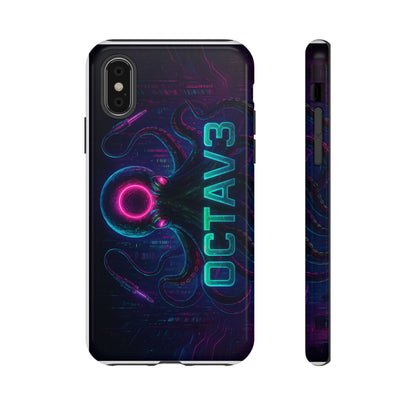 OCTAV3 Futuristic iPhone Case – Neon Octopus Design, Cyber Tech Vibe, Tough Protective Cover