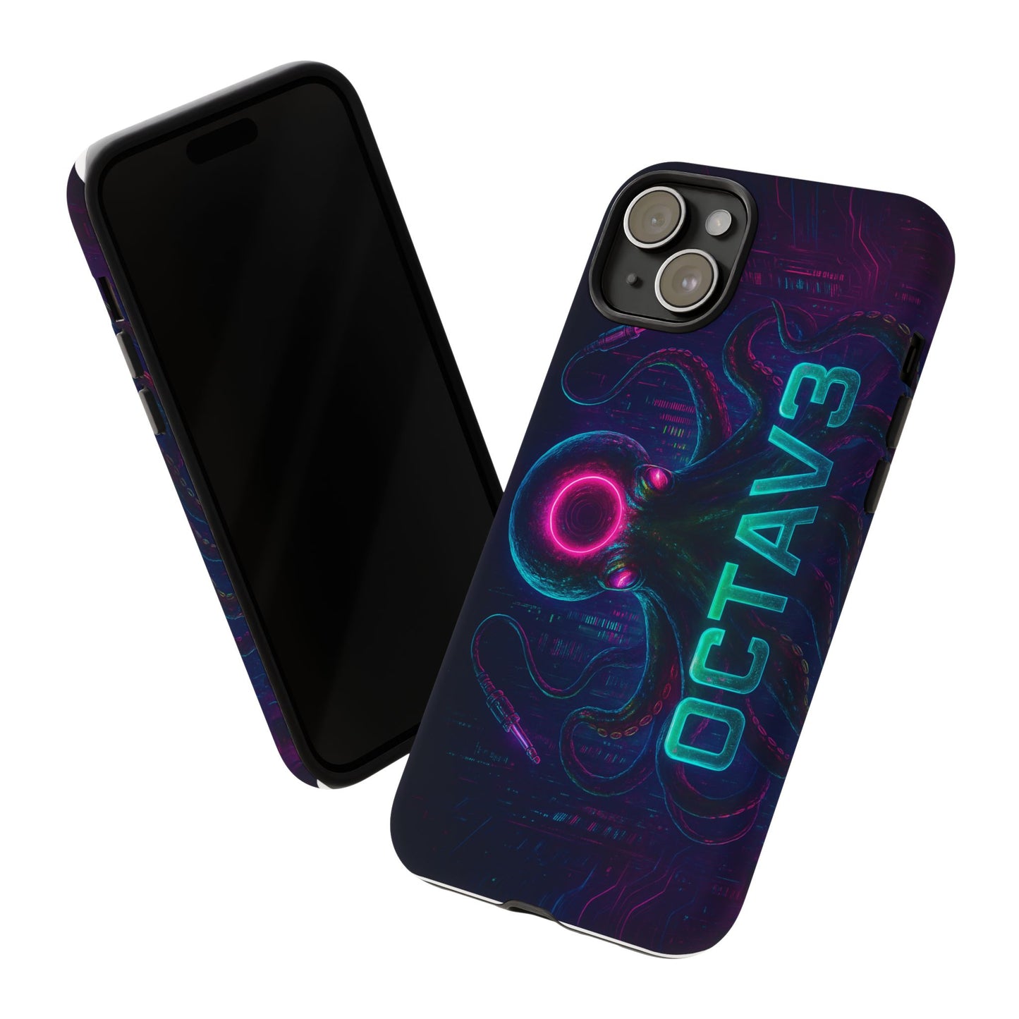 OCTAV3 Futuristic iPhone Case – Neon Octopus Design, Cyber Tech Vibe, Tough Protective Cover