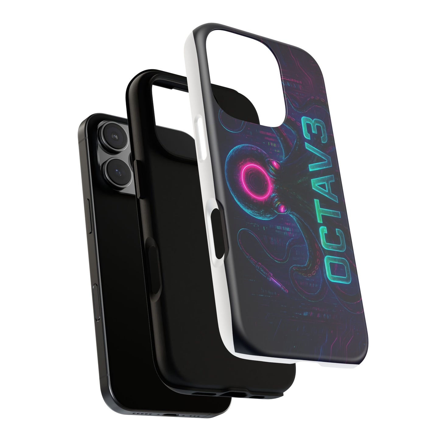 OCTAV3 Futuristic iPhone Case – Neon Octopus Design, Cyber Tech Vibe, Tough Protective Cover