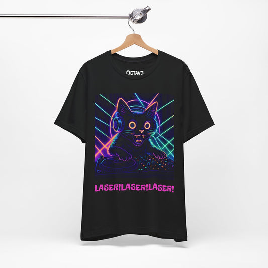 LASER!LASER!LASER! DJ Cat Tee – OCTAV3 Rave Cat