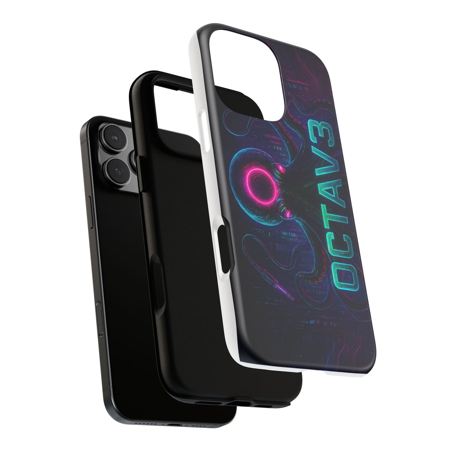 OCTAV3 Futuristic iPhone Case – Neon Octopus Design, Cyber Tech Vibe, Tough Protective Cover