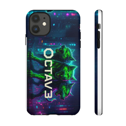 OCTAV3 Cyberpunk Wolf iPhone Case – Neon Tech Design, Futuristic Tough Cover for Music & Streetwear Fans