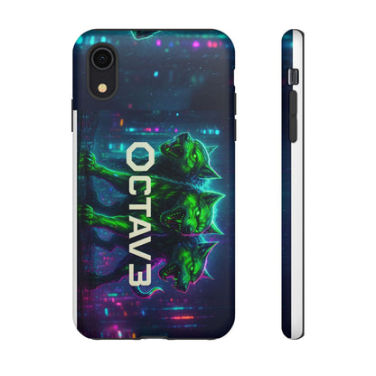 OCTAV3 Cyberpunk Wolf iPhone Case – Neon Tech Design, Futuristic Tough Cover for Music & Streetwear Fans