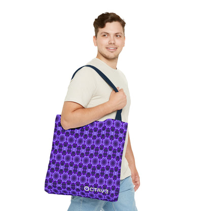 Octav3 Geometric Frequency Pattern Electric Purple Tote Bag - OCTAVE Pattern All-Over Print