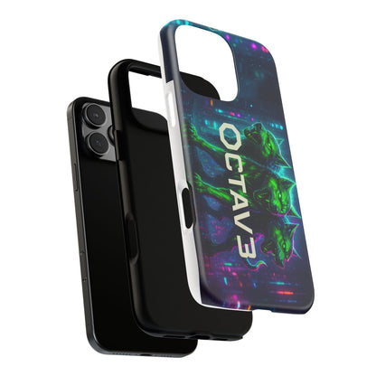 OCTAV3 Cyberpunk Wolf iPhone Case – Neon Tech Design, Futuristic Tough Cover for Music & Streetwear Fans