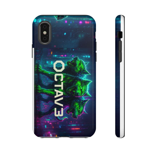 OCTAV3 Cyberpunk Wolf iPhone Case – Neon Tech Design, Futuristic Tough Cover for Music & Streetwear Fans