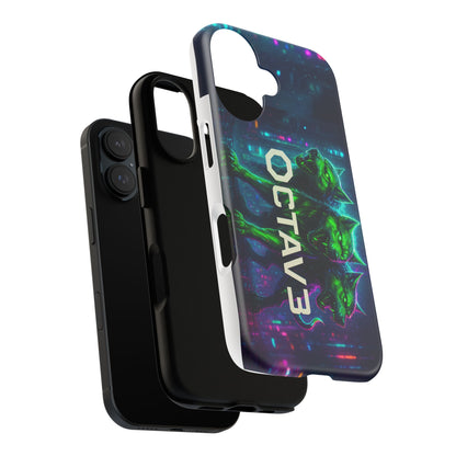 OCTAV3 Cyberpunk Wolf iPhone Case – Neon Tech Design, Futuristic Tough Cover for Music & Streetwear Fans