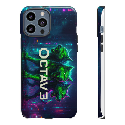 OCTAV3 Cyberpunk Wolf iPhone Case – Neon Tech Design, Futuristic Tough Cover for Music & Streetwear Fans