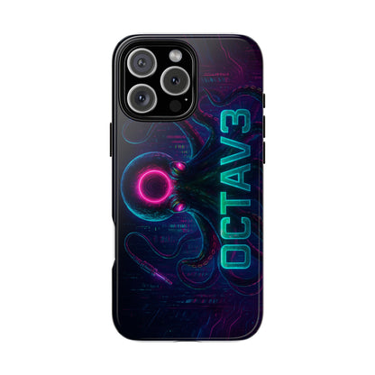 OCTAV3 Futuristic iPhone Case – Neon Octopus Design, Cyber Tech Vibe, Tough Protective Cover