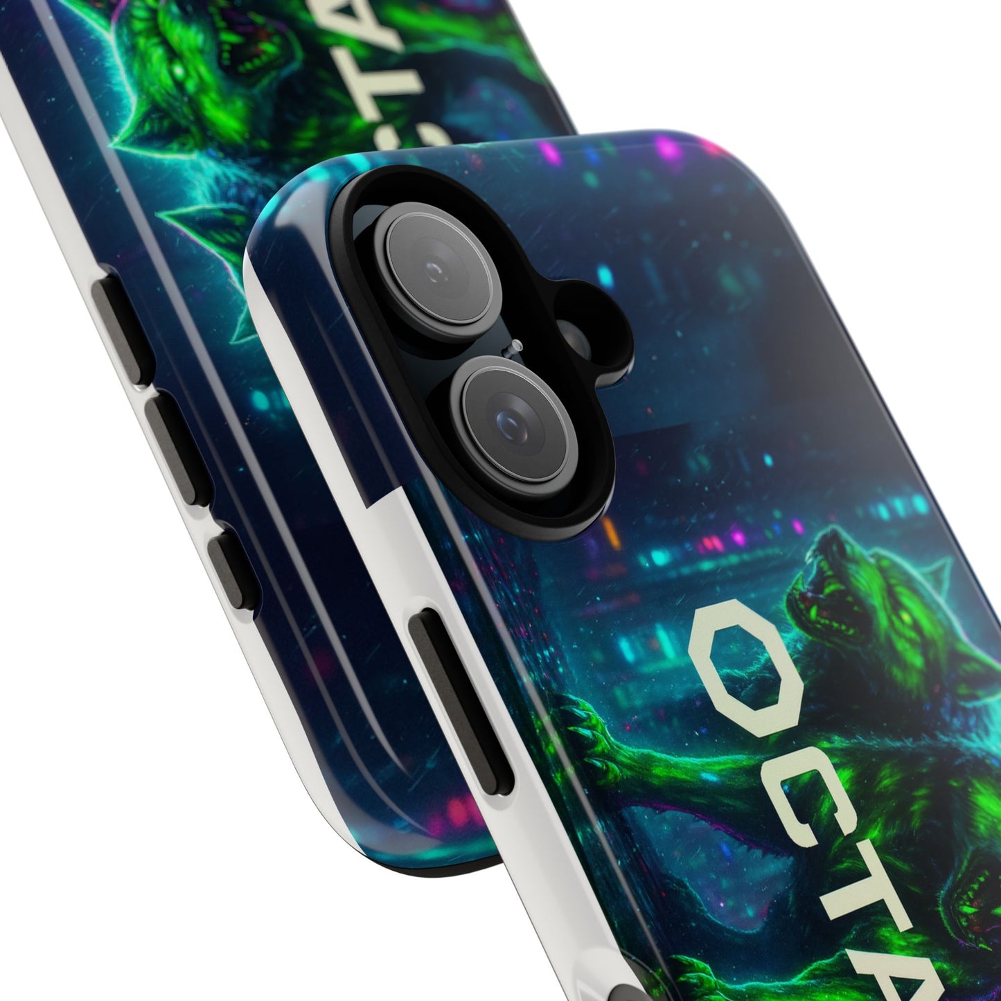 OCTAV3 Cyberpunk Wolf iPhone Case – Neon Tech Design, Futuristic Tough Cover for Music & Streetwear Fans