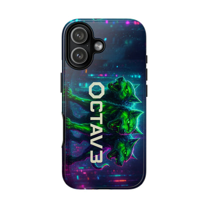 OCTAV3 Cyberpunk Wolf iPhone Case – Neon Tech Design, Futuristic Tough Cover for Music & Streetwear Fans