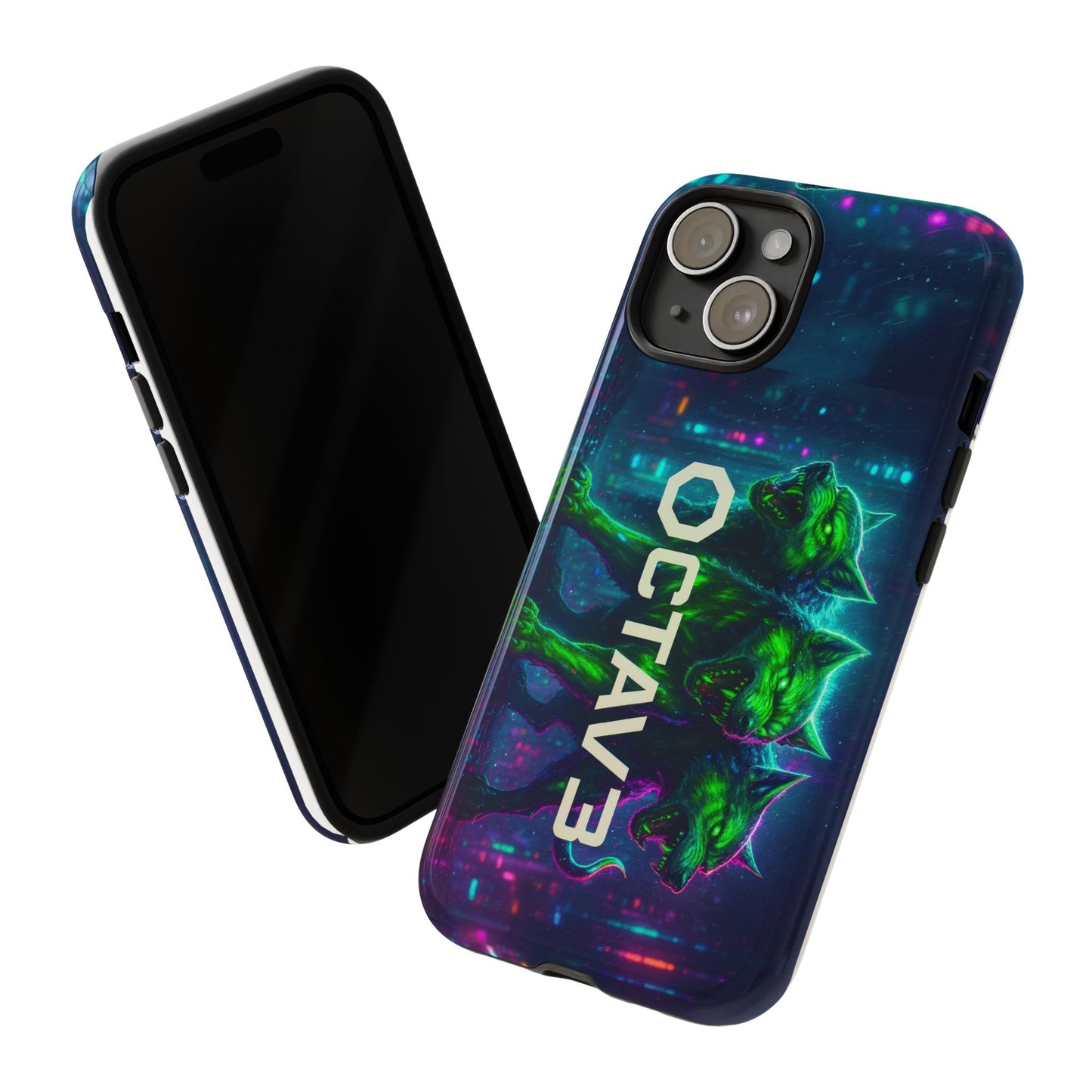 OCTAV3 Cyberpunk Wolf iPhone Case – Neon Tech Design, Futuristic Tough Cover for Music & Streetwear Fans