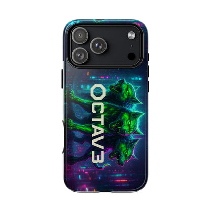 OCTAV3 Cyberpunk Wolf iPhone Case – Neon Tech Design, Futuristic Tough Cover for Music & Streetwear Fans