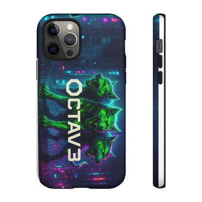 OCTAV3 Cyberpunk Wolf iPhone Case – Neon Tech Design, Futuristic Tough Cover for Music & Streetwear Fans