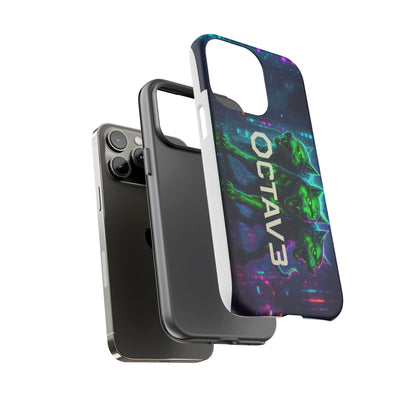 OCTAV3 Cyberpunk Wolf iPhone Case – Neon Tech Design, Futuristic Tough Cover for Music & Streetwear Fans